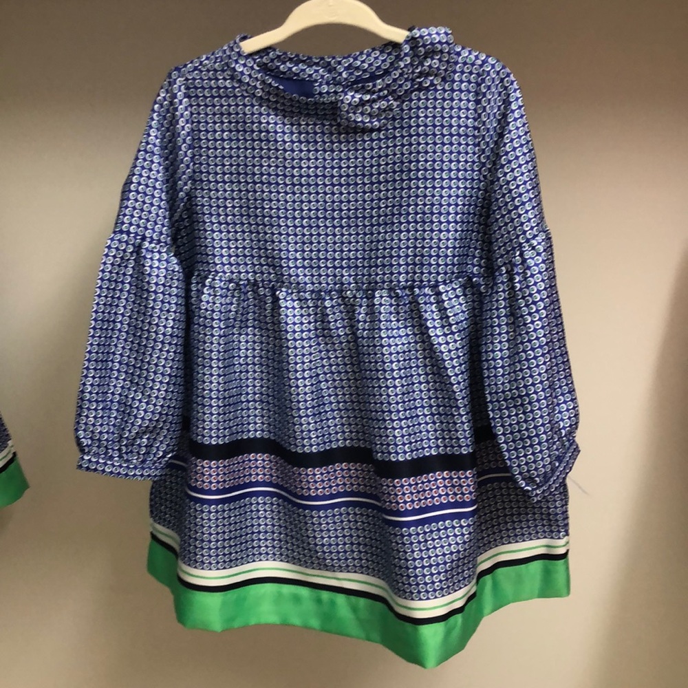 Janie & Jack Toddler Girls Polka dot Blue Dot Silk Dress 2T